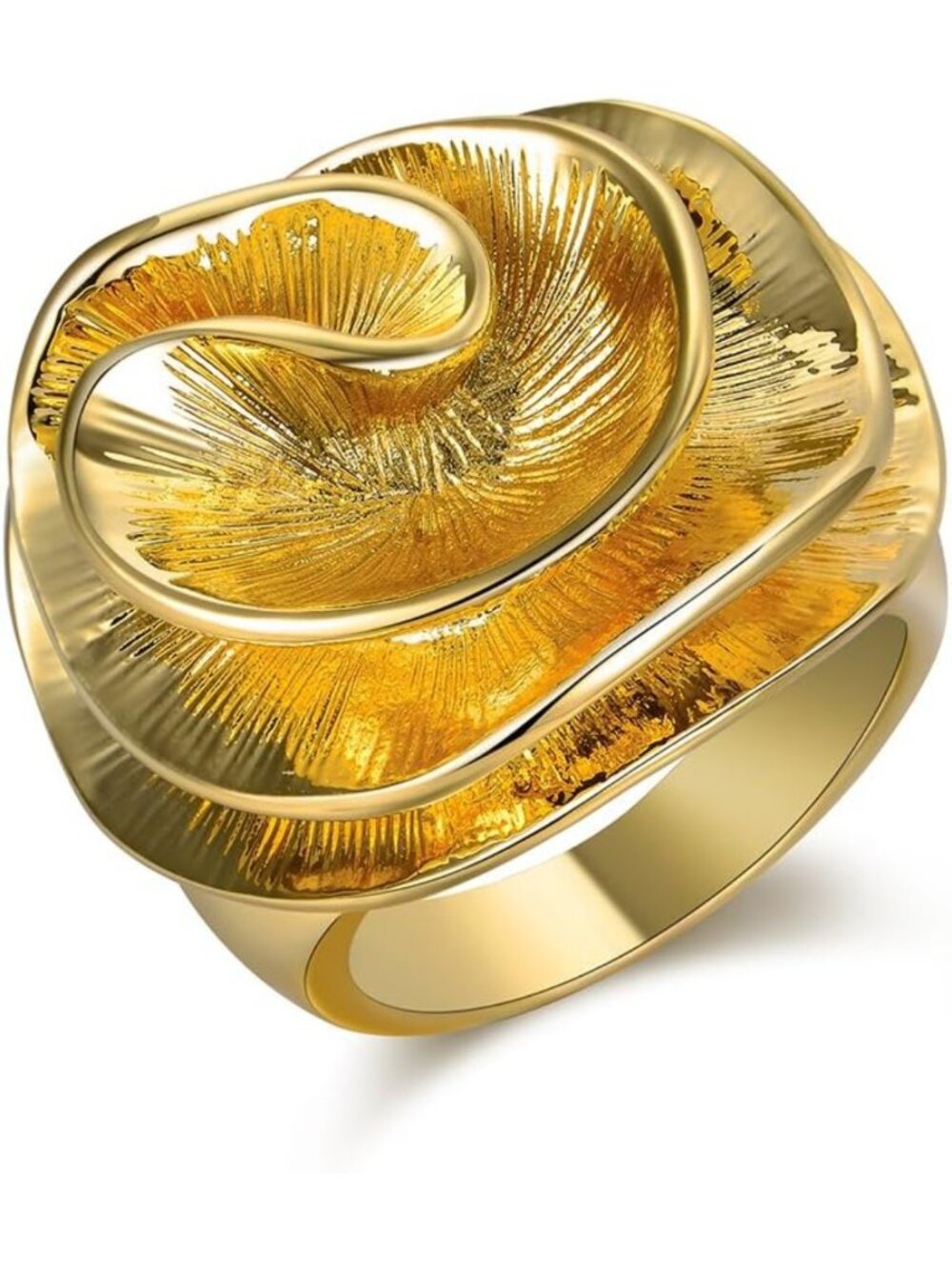 Elegant 18K Gold & Silver Flower Cocktail Ring - Statement Jewelry for Weddings